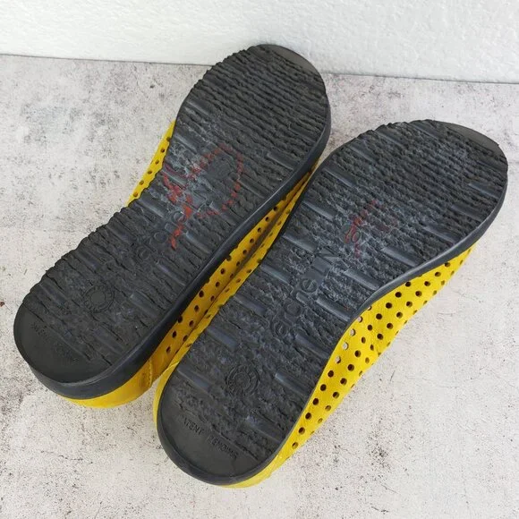 Arche Lilly Perforated Ballet Flats Comfort Shoes Curry Yellow Nubuck Leather 40